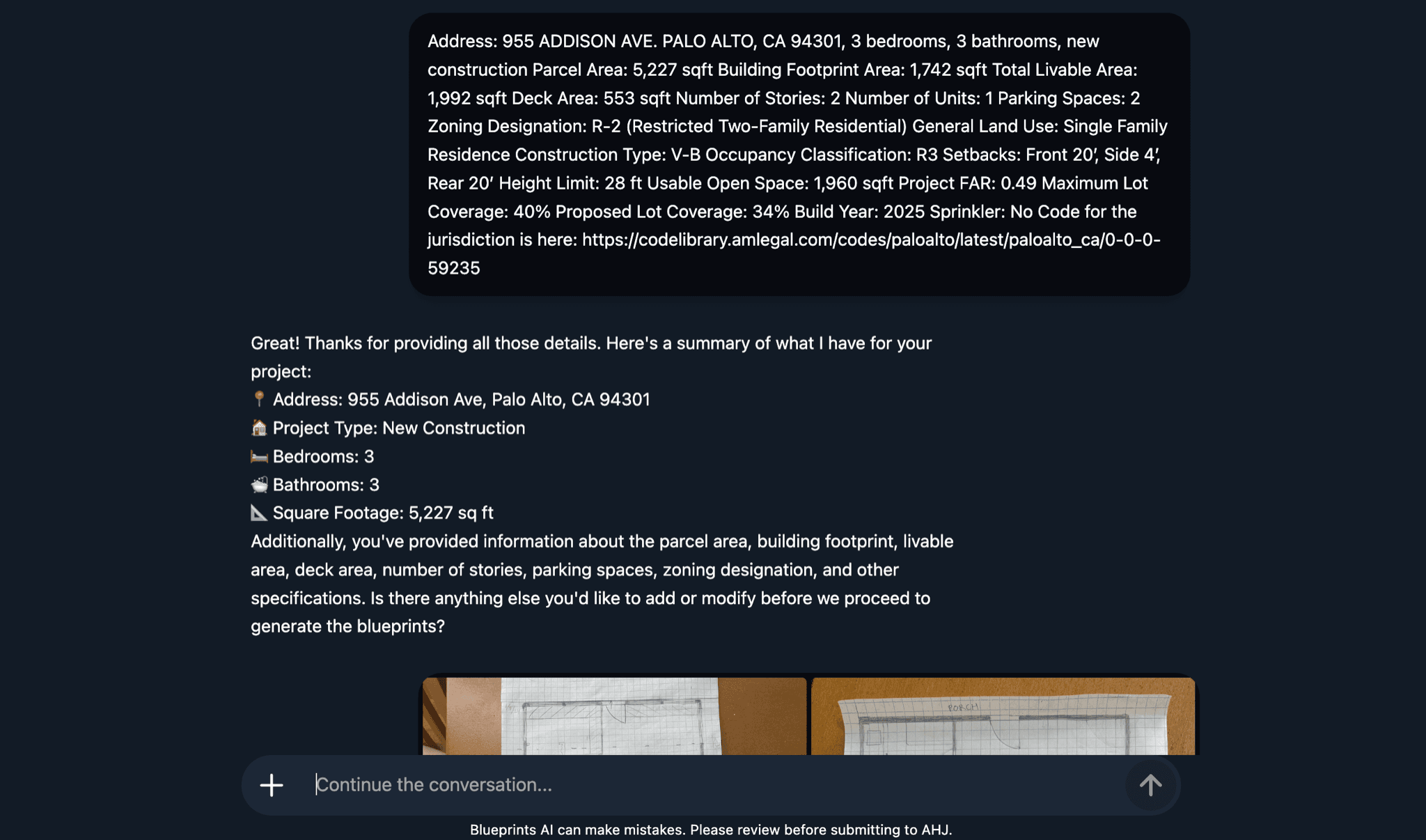 Minimum requirements example in Blueprints AI