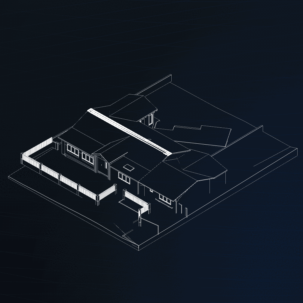 3D section cut of a single-story home generated by Blueprints AI from an architectural design