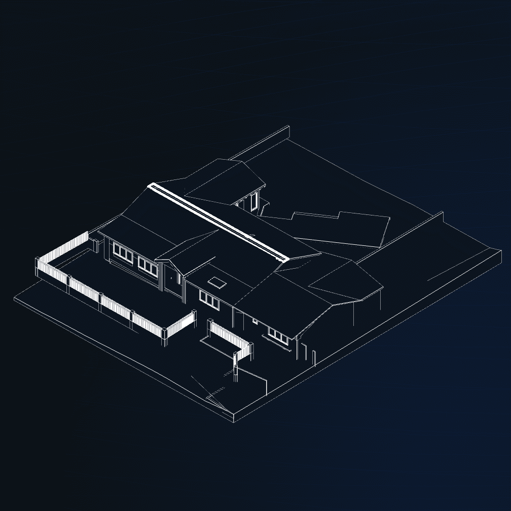 3D section cut of a single-story home generated by Blueprints AI from an architectural design
