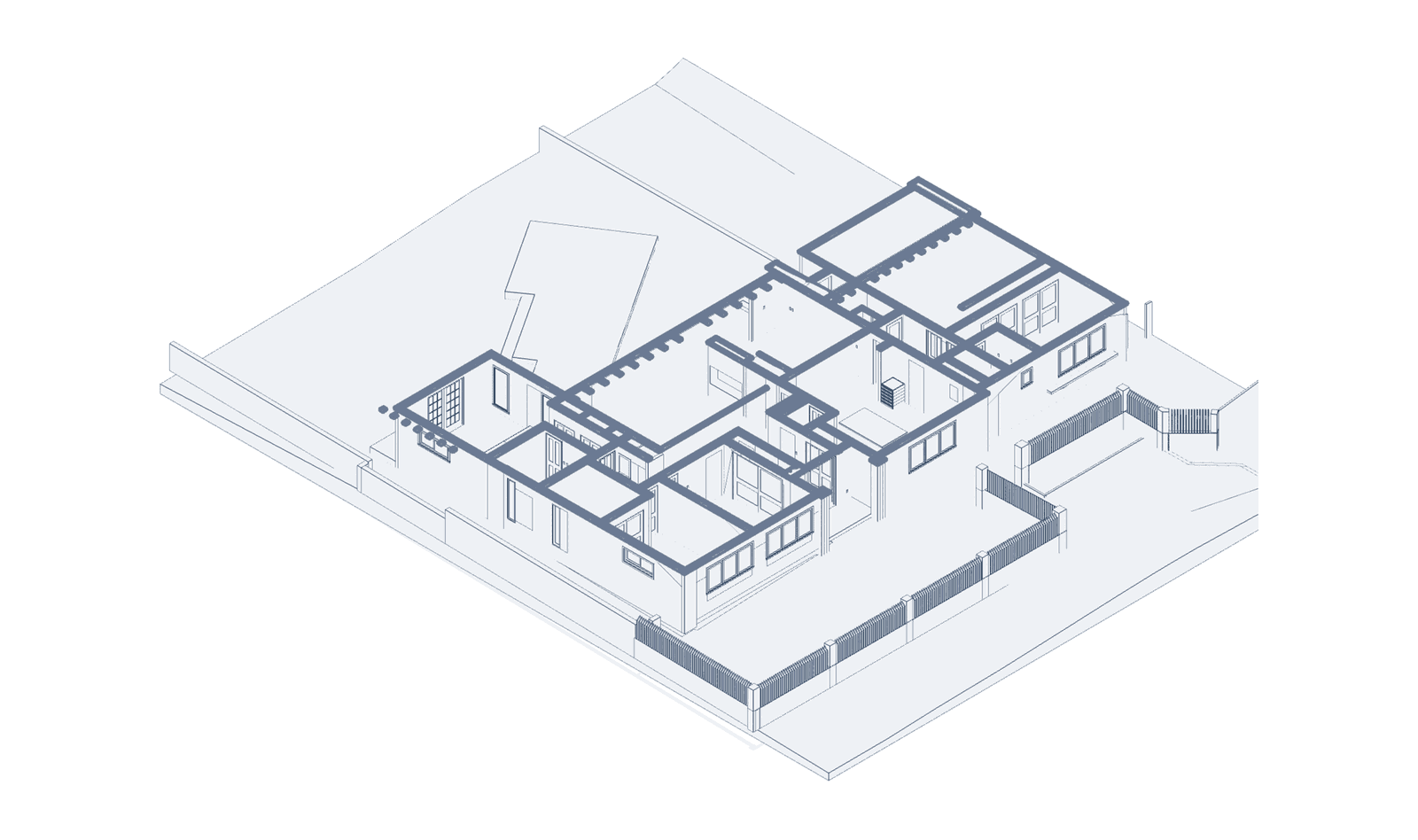 3D section cut of a single-family home generated by Blueprints AI from an architectural design